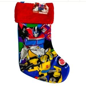 Transformers Christmas Holiday Stocking 14.5”by Ruz Red Fuzzy Top New kids nwot